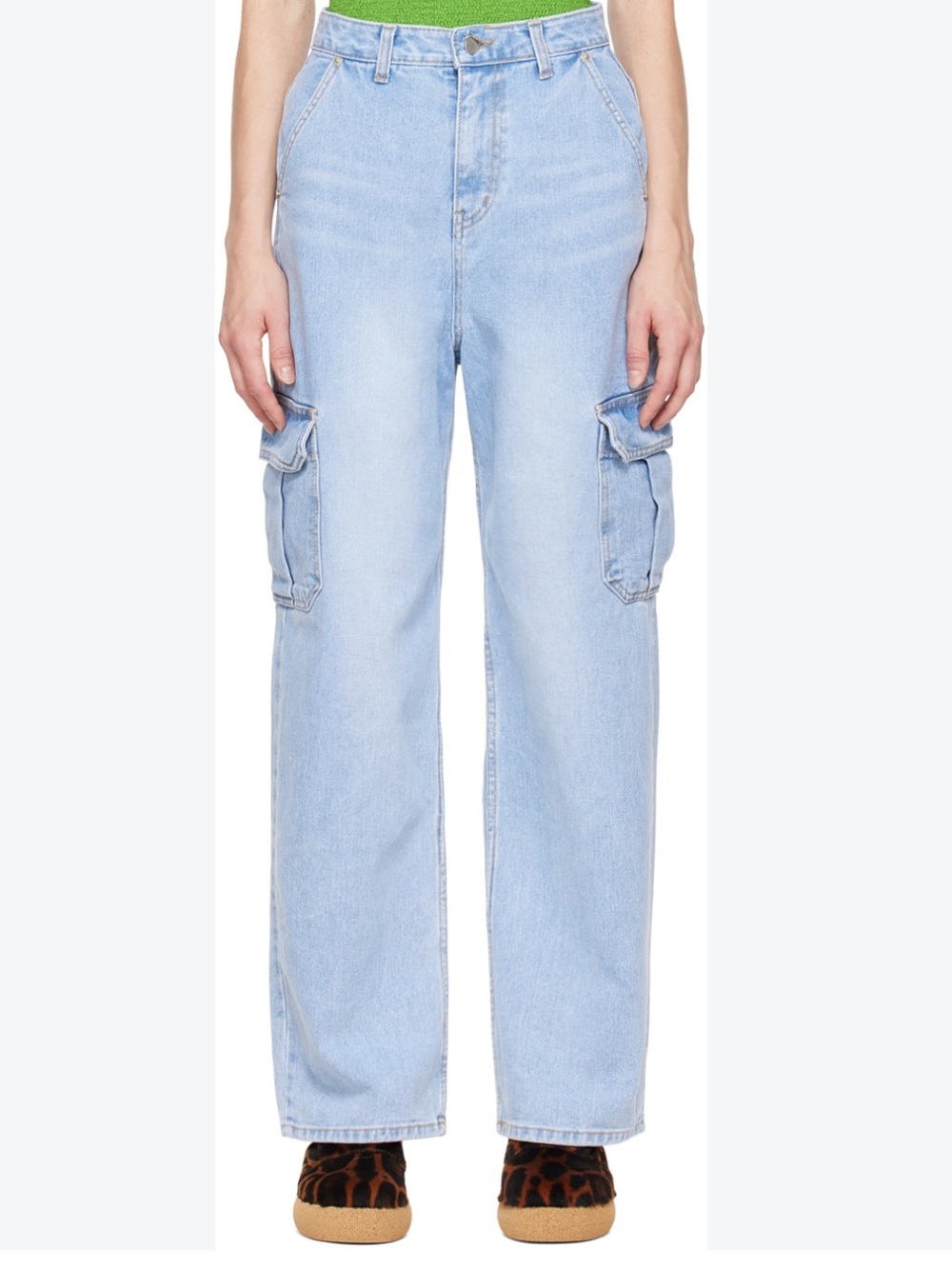 The Frankie Shop Light-Blue Cargo Straight Jeans